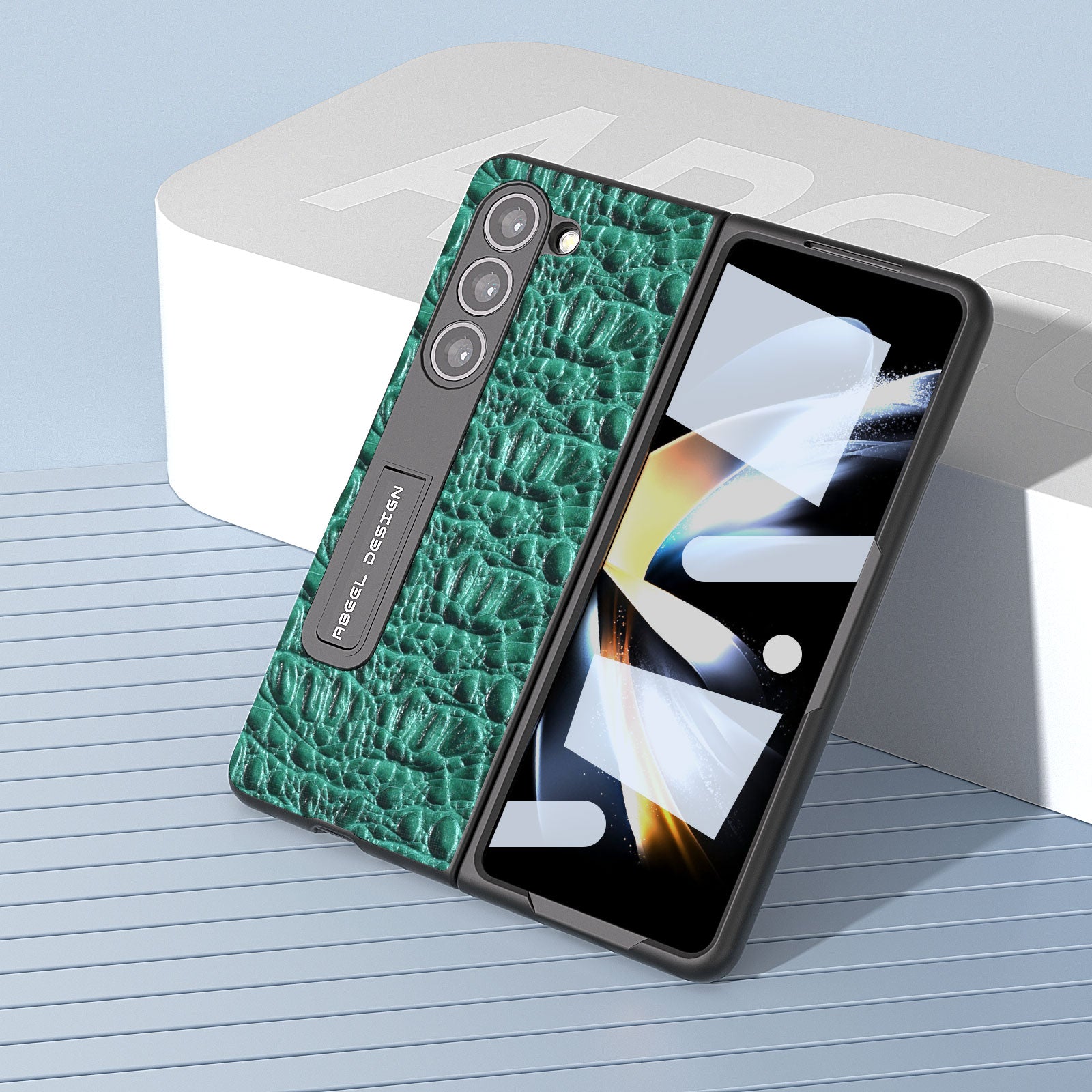ABEEL For Samsung Galaxy Z Fold5 5G Genuine Cow Leather PC Kickstand Cover Canopy Texture Phone Case Cover with Tempered Glass Screen Film ABEEL For Samsung Galaxy Z Fold5 5G Genuine Cow Leather PC Kickstand Cover Canopy Texture Phone Case Cover with Tempered Glass Screen Film